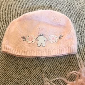 Janie and Jack blush pink hat girls size 3-6 mths